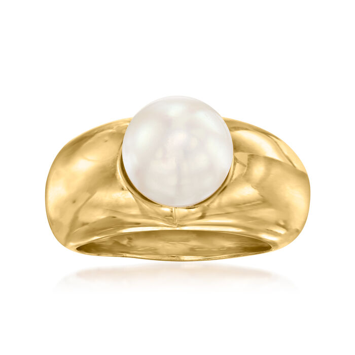 C. 1980 Vintage Cartier 8.5mm Cultured Pearl Ring in 18kt Yellow Gold