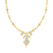 C. 1990 Vintage 2.00 ct. t.w. Diamond Figaro-Link Drop Necklace in 14kt Two-Tone Gold and 18kt Yellow Gold