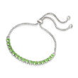 Swarovski Crystal Green Bolo Bracelet in Sterling Silver