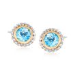 Phillip Gavriel &quot;Popcorn&quot; .98 ct. t.w. Blue Topaz Stud Earrings in Sterling Silver with 18kt Yellow Gold