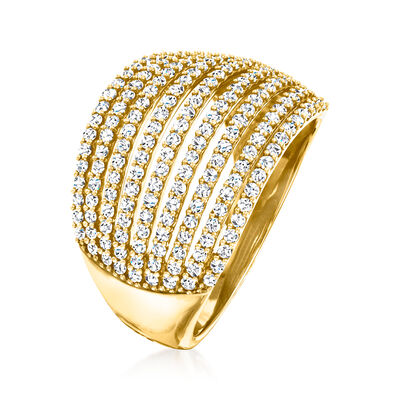 1.00 ct. t.w. Diamond Multi-Row Ring in 18kt Gold Over Sterling