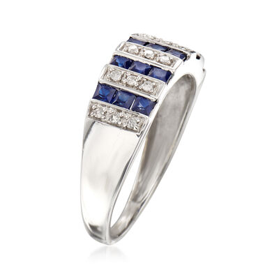 .80 ct. t.w. Sapphire and .12 ct. t.w. Diamond Ring in 14kt White Gold