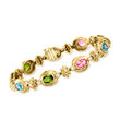 C. 1980 Vintage 7.60 ct. t.w. Multi-Gemstone and .75 ct. t.w. Diamond Bracelet in 14kt Yellow Gold