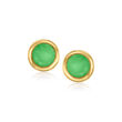 Bezel-Set Jade Stud Earrings in 10kt Yellow Gold