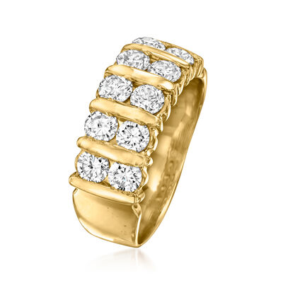 C. 1990 Vintage 1.30 ct. t.w. Diamond Two-Row Ring in 18kt Yellow Gold