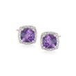 3.30 ct. t.w. Amethyst and .10 ct. t.w. Diamond Earrings in 14kt White Gold