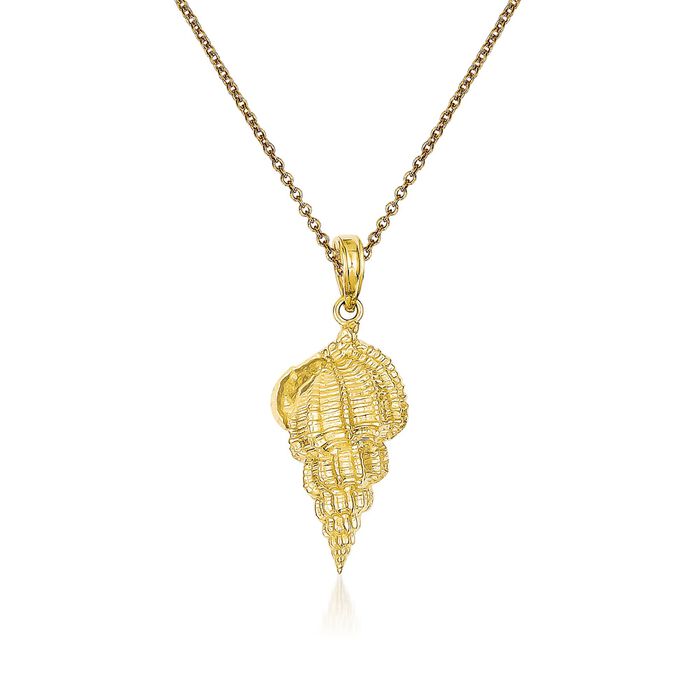14kt Yellow Gold Conch Shell Pendant Necklace