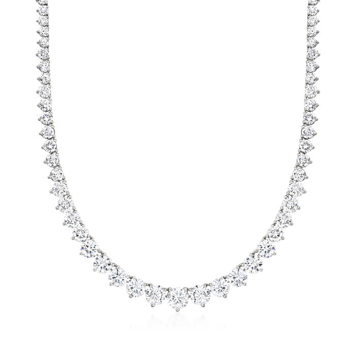 15.00 ct. t.w. Graduated Lab-Grown Diamond Tennis Necklace in 14kt White Gold