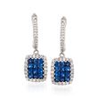 Gregg Ruth .81 ct. t.w. Sapphire and .30 ct. t.w. Diamond Hoop Earrings in 18kt White Gold