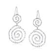 Italian Sterling Silver Hammered and Polished Swirl Double-Drop Earrings