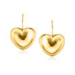 Italian 18kt Gold Over Sterling Puffed Heart Drop Earrings