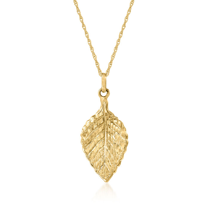 14kt Yellow Gold Leaf Pendant Necklace