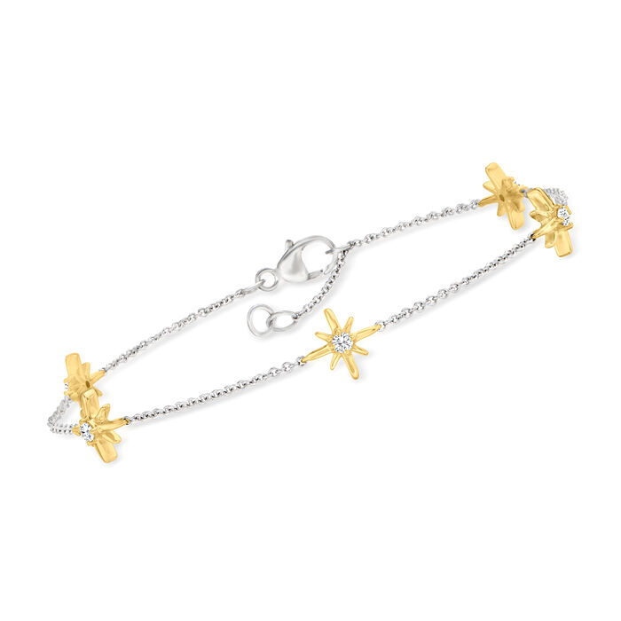 .15 ct. t.w. Diamond North Star Station Bracelet in 14kt Two-Tone Gold