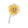 C. 1970 Vintage .85 ct. t.w. Diamond Rose Pin in 18kt Yellow Gold and 14kt White Gold