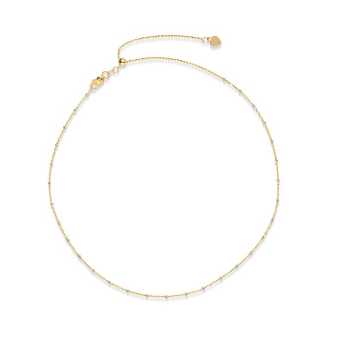 14kt Two-Tone Gold Bead Station Choker Necklace