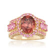 1.60 Carat Pink Zircon and 1.60 ct. t.w. Pink Sapphire Ring in 14kt Yellow Gold
