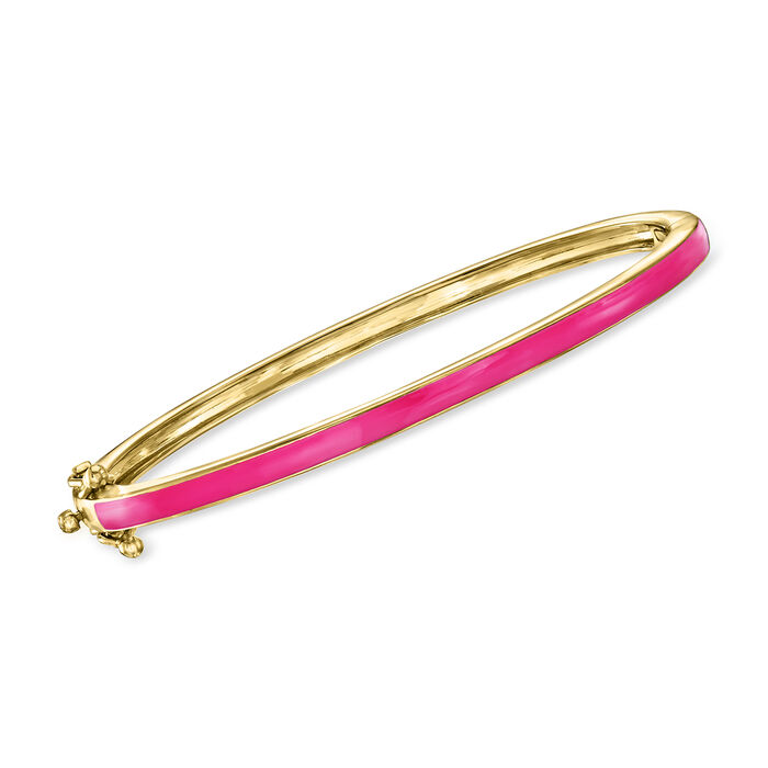 Pink Enamel Bangle Bracelet in 18kt Gold Over Sterling
