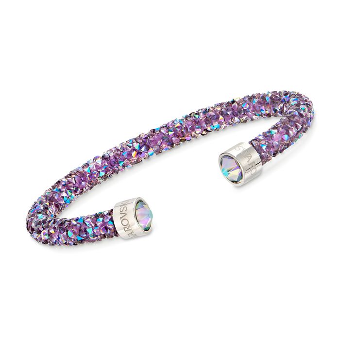 Swarovski Crystal &quot;Crystaldust&quot; Light Purple Cuff Bracelet With Stainless Steel