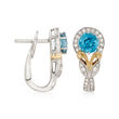 2.96 ct. t.w. Blue Zircon and .23 ct. t.w. Diamond Earrings in 18kt Two-Tone Gold