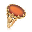 C. 1930 Vintage Men's Red Carnelian Ring in 14kt Yellow Gold