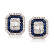 .99 ct. t.w. Sapphire and .93 ct. t.w. Diamond  Stud Earrings in 14kt White Gold