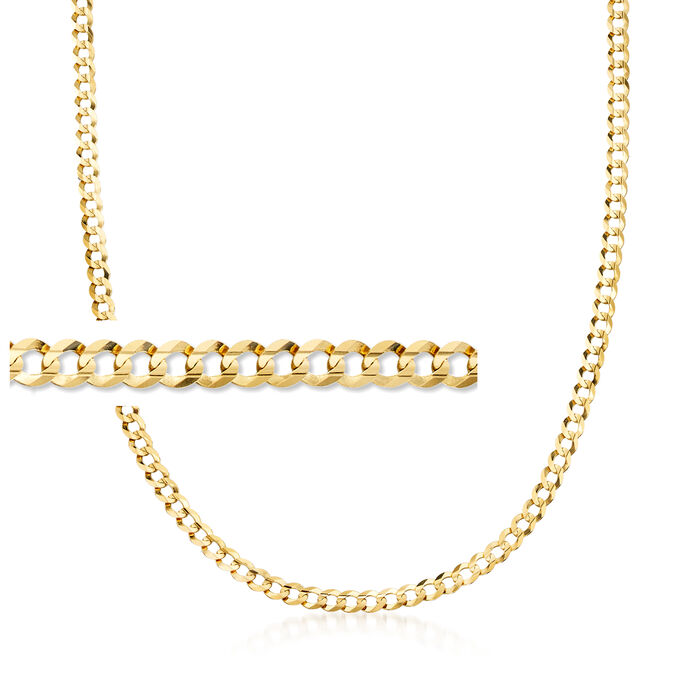 Men's 4.7mm 14kt Yellow Gold Faceted Curb-Link Necklace
