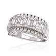 2.40 ct. t.w. Baguette and Round CZ Ring in Sterling Silver