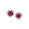 .50 ct. t.w. Ruby and .15 ct. t.w. Diamond Halo Earrings in 14kt White Gold