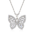 .80 ct. t.w. CZ Butterfly Pendant Necklace in Sterling Silver