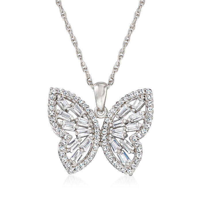 .80 ct. t.w. CZ Butterfly Pendant Necklace in Sterling Silver