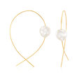 11-12mm Cultured Pearl Threader Drop Earrings in 18kt Yellow Gold