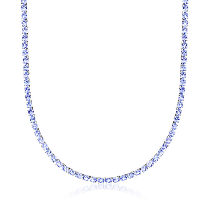 20.00 ct. t.w. Tanzanite Tennis Necklace in Sterling Silver