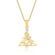 14kt Two-Tone Gold Ribbon-Style Christmas Tree Pendant Necklace