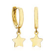 Child's 14kt Yellow Gold Star Charm Hoop Earrings