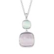 Purple and Green Glass Pendant Necklace in Sterling Silver