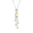 .33 ct. t.w. Diamond Moon and Star Pendant Necklace in Sterling Silver and 18kt Gold Over Sterling