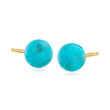 8-8.5mm Turquoise Bead Stud Earrings in 10kt Yellow Gold