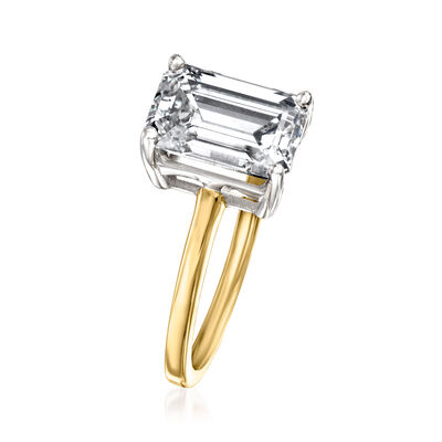 3.00 Carat Emerald-Cut Lab-Grown Diamond Solitaire Ring in 14kt Yellow Gold