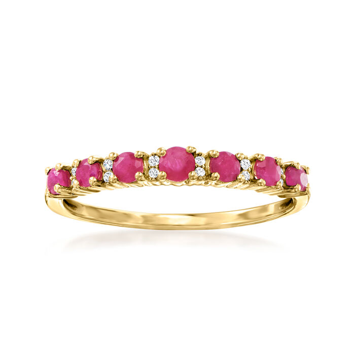 .40 ct. t.w. Ruby Ring with Diamond Accents in 14kt Yellow Gold