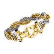 C. 1990 Vintage 14kt Two-Tone Gold Twisted Popcorn-Link Bracelet with 1.20 ct. t.w. Sapphires