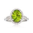 2.80 Carat Peridot and .51 ct. t.w. White Zircon Ring in Sterling Silver 