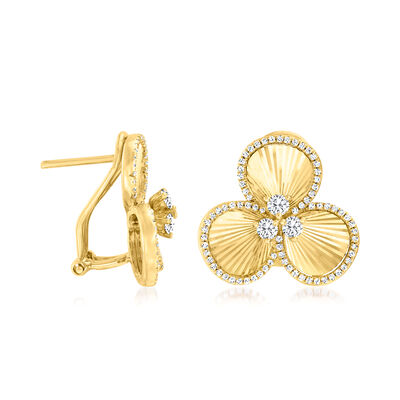 .83 ct. t.w. Diamond Flower Earrings in 14kt Yellow Gold