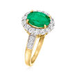 1.50 Carat Emerald and .65 ct. t.w. Diamond Ring in 18kt Yellow Gold