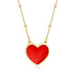 Italian Red Enamel Heart Necklace in 18kt Gold Over Sterling
