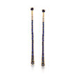 2.40 ct. t.w. Sapphire and .11 ct. t.w. Diamond Front-Back Earrings in 18kt Yellow Gold