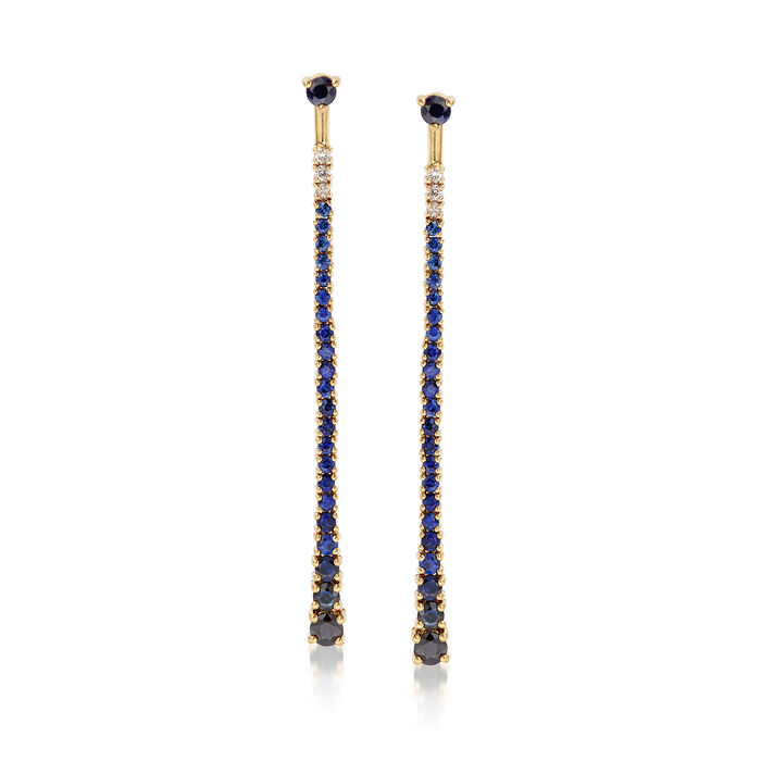 2.40 ct. t.w. Sapphire and .11 ct. t.w. Diamond Front-Back Earrings in 18kt Yellow Gold