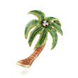C. 1990 Vintage Enamel and .10 ct. t.w. Diamond Palm Tree Pin in 18kt Yellow Gold