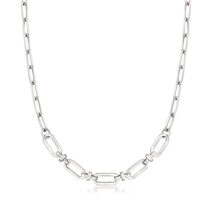 Sterling Silver Enlarged Paper Clip Link Necklace
