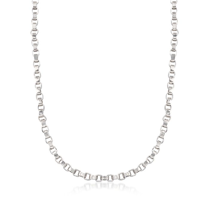 Sterling Silver Ridged Oval-Link Necklace