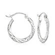14kt White Gold Diamond-Cut Hoop Earrings